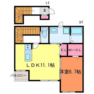 オリエントパーク【3階】の間取り