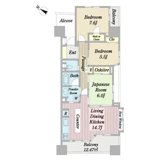 レクセルプラザ篠崎駅前【7階】の間取り