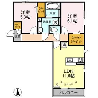 サンフルール【2階】の間取り