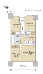 リビオシティ西葛西親水公園【7階】の間取り