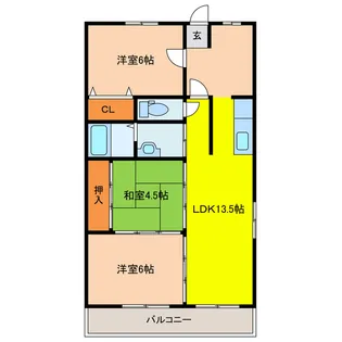 ピュアシティ琴芝【2階】の間取り