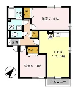 ベルデュール吉田 A棟【2階】の間取り