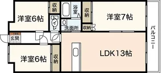 ハイネス鈴峰【2階】の間取り