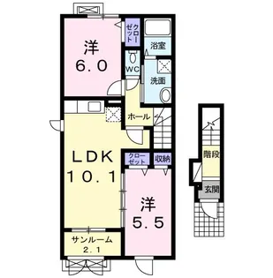 オー メリー バンチュ【2階】の間取り