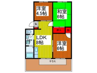 ビラ-ジュ紅山【1階】の間取り