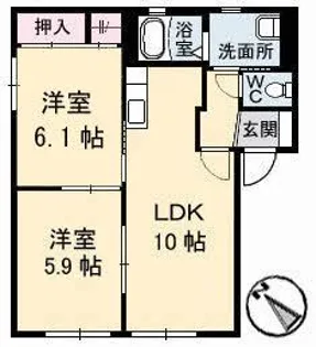 ハイツ安倍21 II棟【1階】の間取り