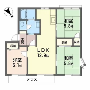 フレグランス錦 B棟【1階】の間取り