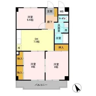 プルミエール西船【6階】の間取り