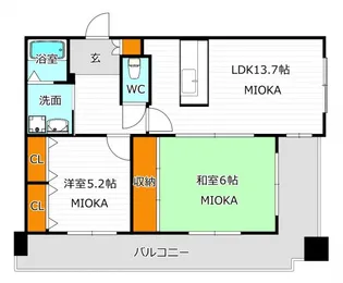 シエル・ピュール田辺【5階】の間取り