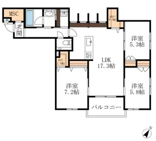セレニティー本山【2階】の間取り