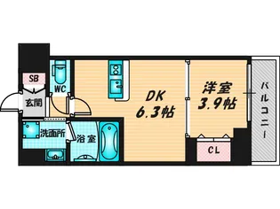 ヴィーナス今里【9階】の間取り