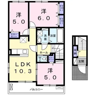 エスポワールB【2階】の間取り