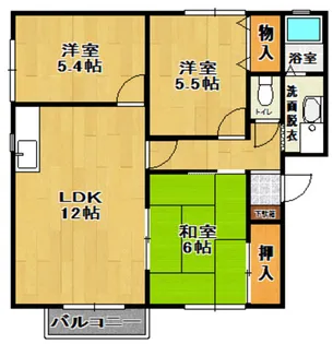 パセオガーデンB【2階】の間取り