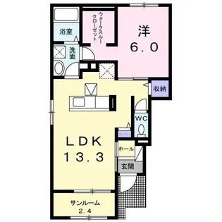 シェリークレイン テラス B【1階】の間取り