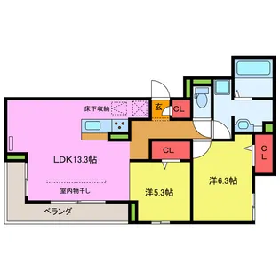 ビーネ北坂戸【2階】の間取り