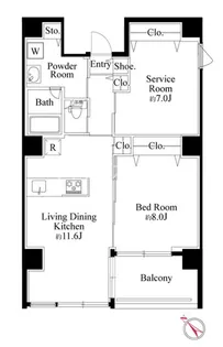 ミレドゥーエ日暮里【10階】の間取り