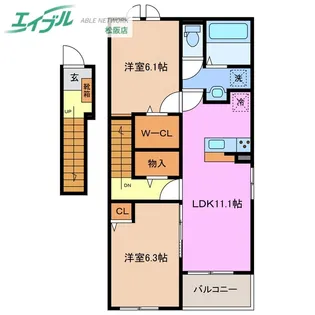 カリーノ リヴェルタ【2階】の間取り
