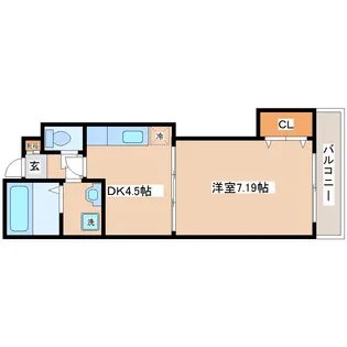 1DKの間取り画像