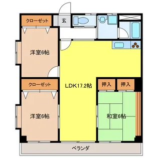 岐阜県岐阜市六条南3【マンション】の間取り