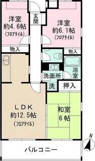 プラムハイツ澤田【6階】の間取り