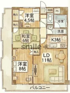 アリベ東古松【6階】の間取り
