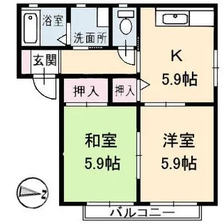 オータムK B棟の間取り