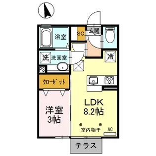 D-ROOMさくら B 202【2階】の間取り