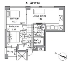 レジディアタワー乃木坂【6階】の間取り