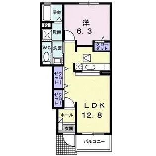 カーサ・アンソレイエ【1階】の間取り