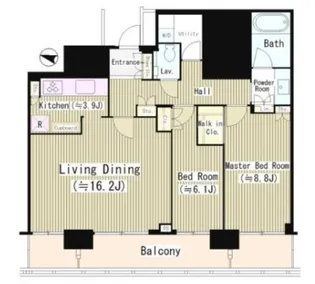 赤坂タワーレジデンス トップオブザヒル【21階】の間取り