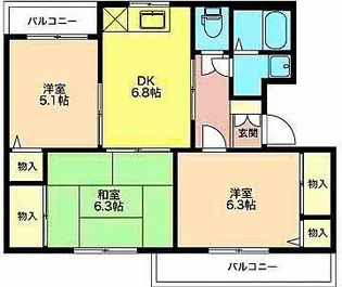 グランメール千本D【2階】の間取り