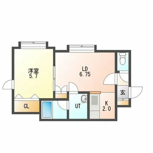 クレール東札幌 2階【1階】の間取り