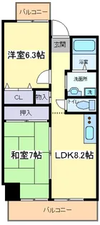 大阪府大阪市住吉区千躰2【マンション】の間取り
