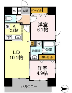 東京都新宿区弁天町【マンション】の間取り