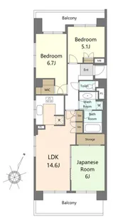 横浜伊勢佐木南パーク・ホームズ【11階】の間取り