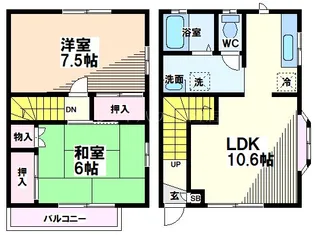 東京都国立市北2【一戸建】の間取り