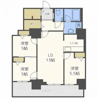 北海道札幌市西区琴似四条2【マンション】の間取り