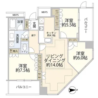 マークワンタワー長津田(0005560)【23階】の間取り