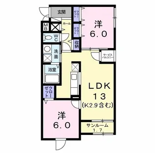 ベルプレーヌ【1階】の間取り