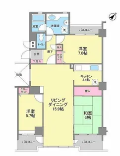 コスモ柏2【3階】の間取り