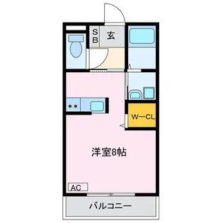 ジュネス八ツ面A棟【2階】の間取り