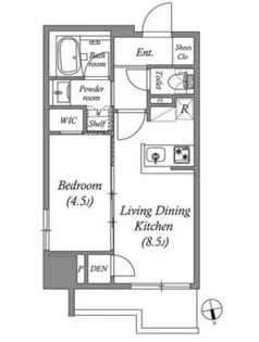 コスモグラシア浅草【15階】の間取り