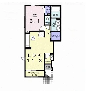 モンテ・リーヴル【1階】の間取り