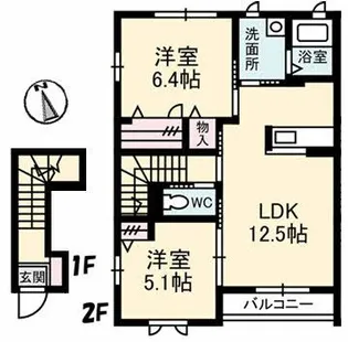 ヒルサイドコート E棟【2階】の間取り