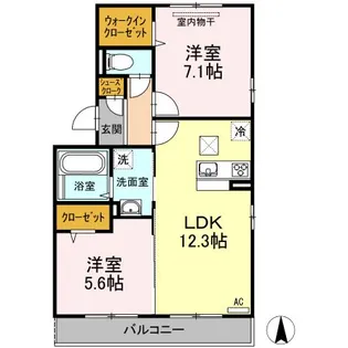 グレイス伊福【1階】の間取り