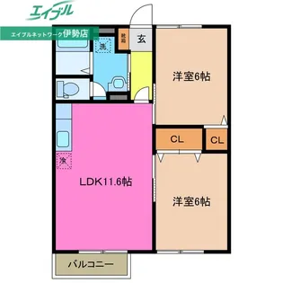 ウエストコート船江山【2階】の間取り