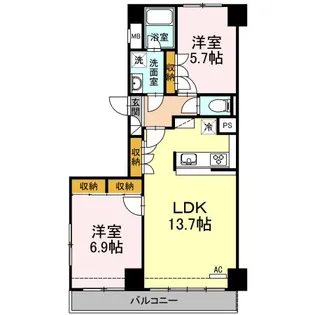 ハイフラットワン【5階】の間取り