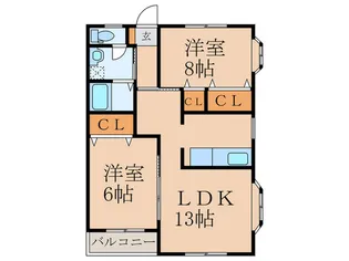 オーク菰田 B棟【1階】の間取り