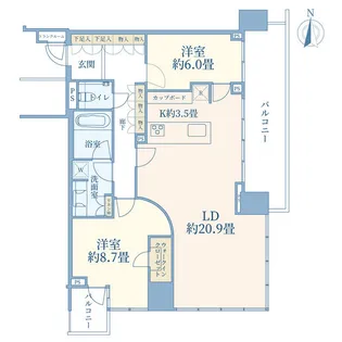 ベイズ タワー&ガーデン【14階】の間取り