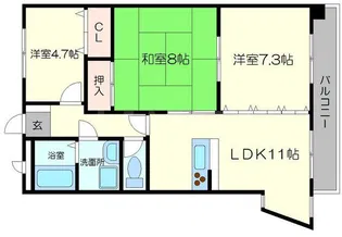 パークハイツアイリス5号館【8階】の間取り